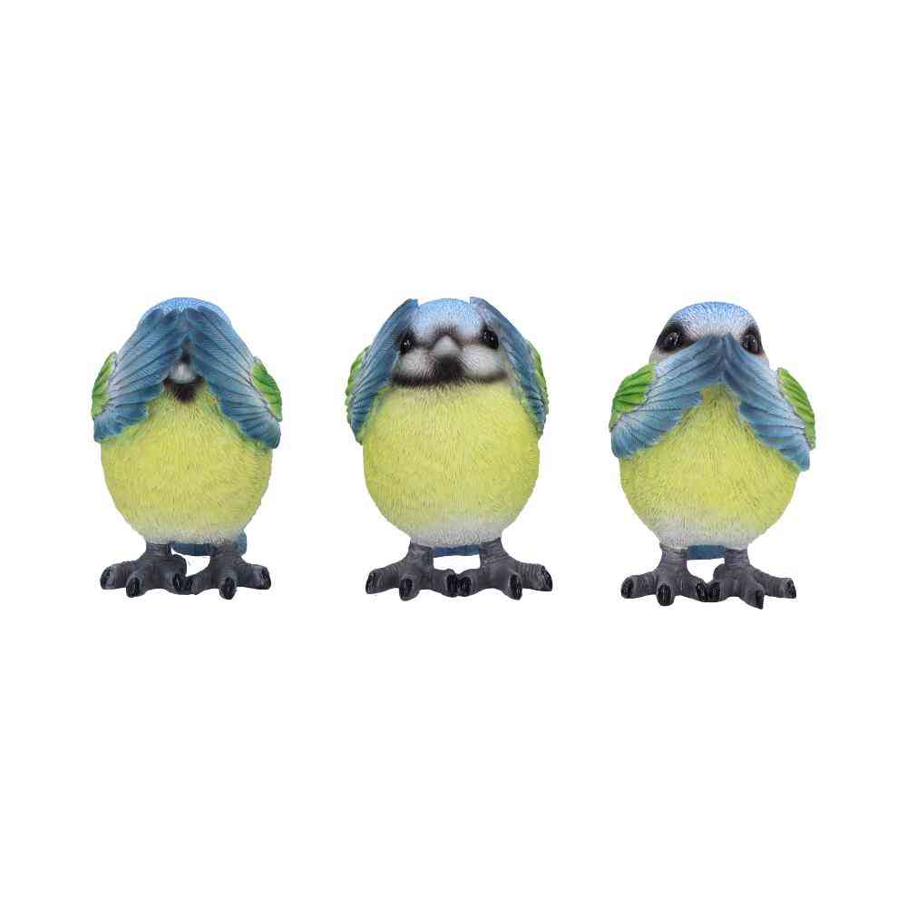 Nemesis Now - Three Wise Blue Tits Figurines - Multicolore